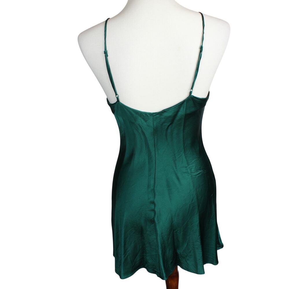 Y2K Victorias Secret 100% Silk Slip Dress Small Green Embroidered Vintage - Picture 5 of 7